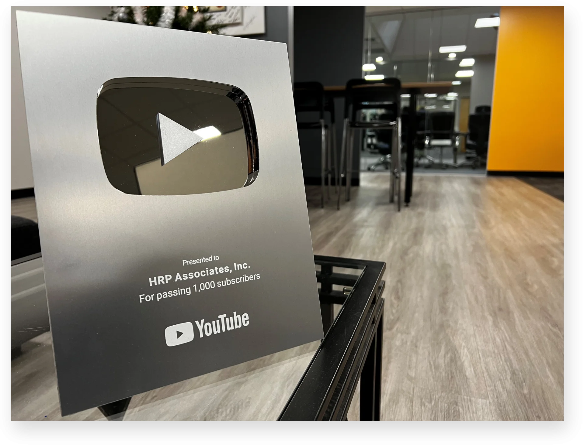 HRP YouTube 1,000 subscribers plaque