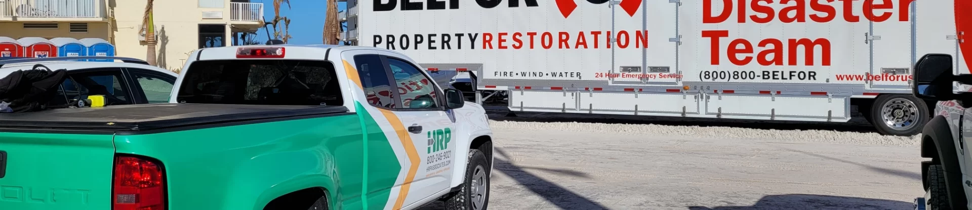 HRP truck next to disaster relief truck